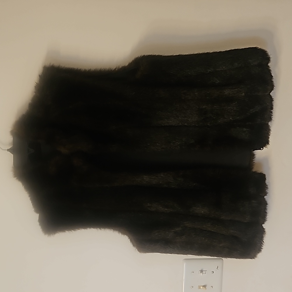 Ladies faux fur vest, brownish back, large, excellent condition
